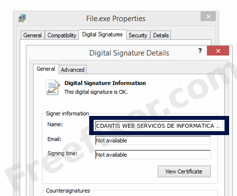Screenshot of the CDANTIS WEB SERVICOS DE INFORMATICA LTDA certificate